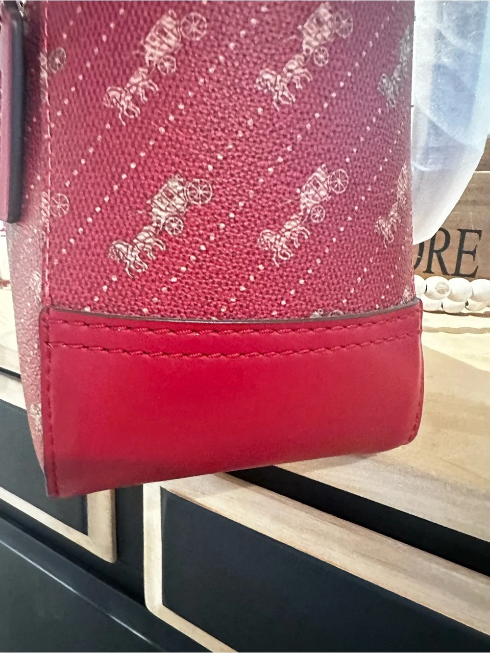 Coach Red Signature Monogram Tote with Gold Logo